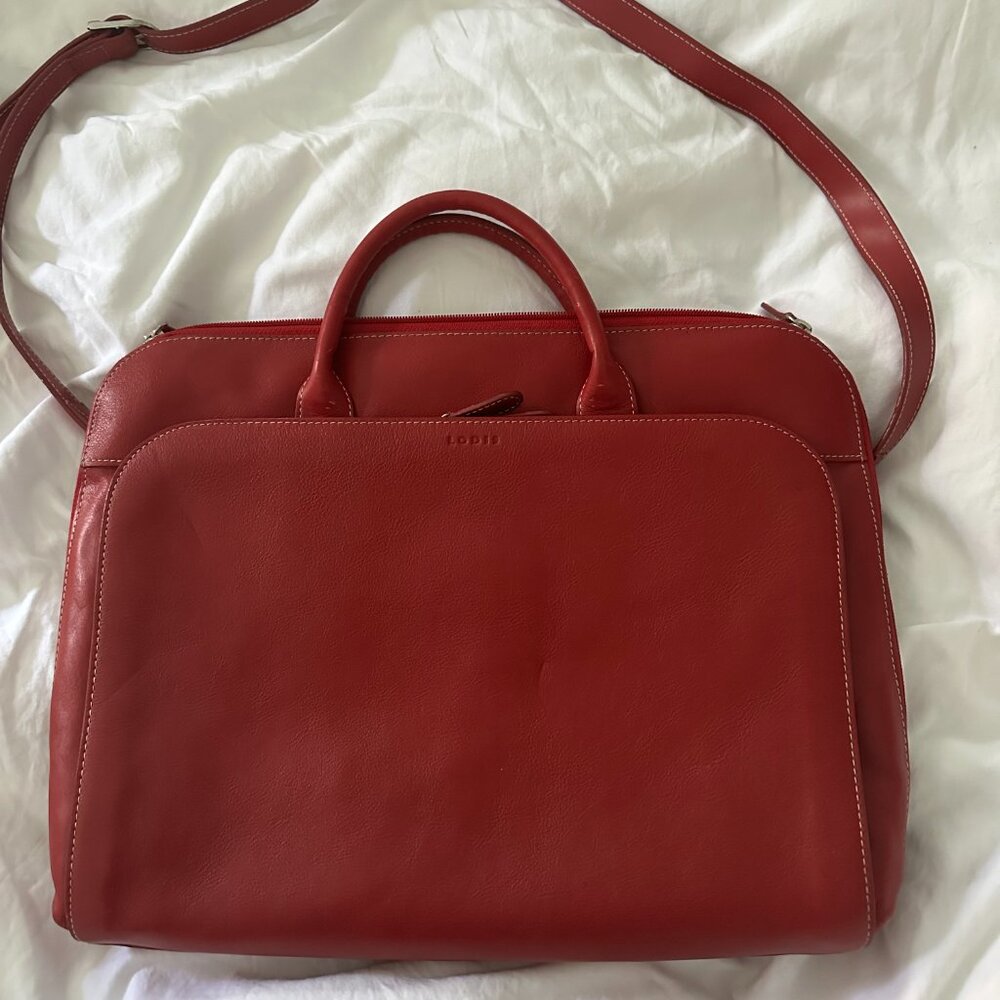 Red Leather LODIS Computer bag